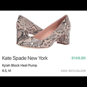Kate Spade New York Kylah Block Heel Pumps Size 6.5 Pale Pink & Gray snakeskin